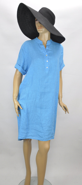 Letnia sukienka lniana niebieska