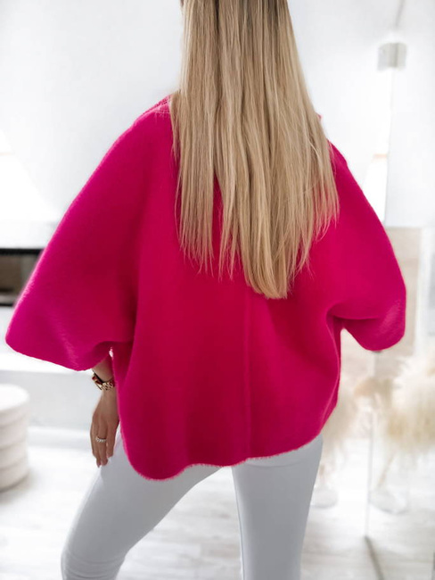 Krótka kurtka Cocomore alpaka rękaw 3/4 fuksja