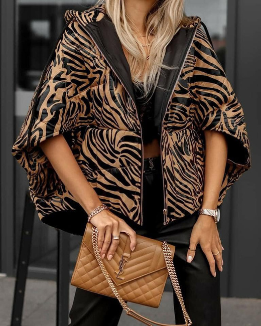 Kamizelka Cocomore bezrękawnik wzór zebra karmel/czarny