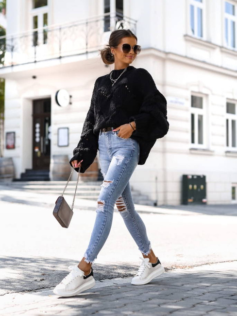 Luźny sweter Cocomore oversize czarny