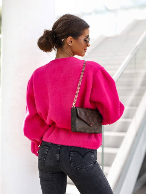 Krótka kurtka Cocomore typu alpaka fuksja