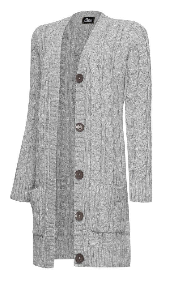 Damen Cardigan Mit Weihnachtsbaum-Muster - Langer Strickmantel Für Winter & Festtage
