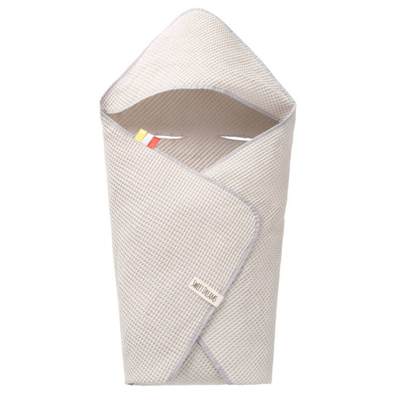 Einschlagdecke aus Waffelstoff für den Sommer 100% Baumwolle Baby Decke für Autositz Kuscheldecke Kinderwagedecke Für Kinderwagen Buggys z.B. Maxi Cosi Rosa Beige 3 Punkt Gurt (1038)