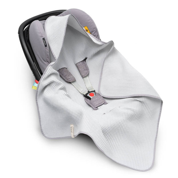 Einschlagdecke aus Waffelstoff für den Sommer 100% Baumwolle Baby Decke für Autositz Kuscheldecke Kinderwagedecke Für Kinderwagen Buggys z.B. Maxi Cosi Rosa Beige 3 Punkt Gurt (1038)