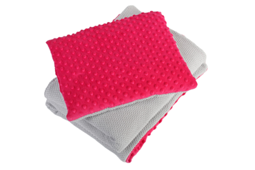 Mikos* Baumwolle und Minky| StrickDecke Kuscheldecke Krabbeldecke 75x100 mit Flaches Kissen: 30x30cm Hoch Qualität | Ideal als Kinderwagendecke 1002