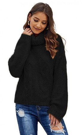 Mikos* Elegant Rollkragenpullover Strickpullover Damen Winterpullover II Oversize Strickpulli II Lässig Sweater (692)