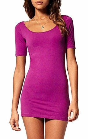 Mikos Sommer Damen Kleid Kurzarm Shirt Bodycon Stretch Short Minikleid (314)