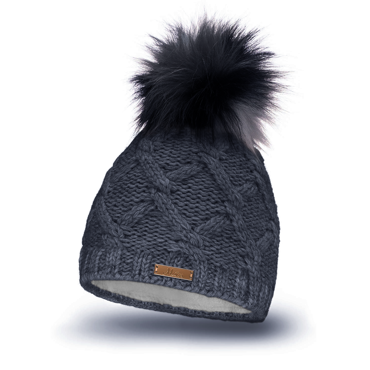 Mikos * Damen Wintermütze Innenfleece | Warme Winter Mütze Strickmütze mit Bommel | Gestrickte Weiche Bommelmütze | Einheitsgröße (682)