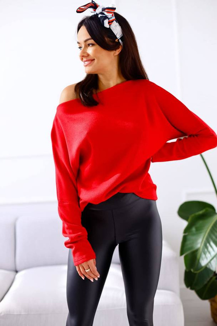 Krótki sweter Me Gusta z długimi rękawami czerwony