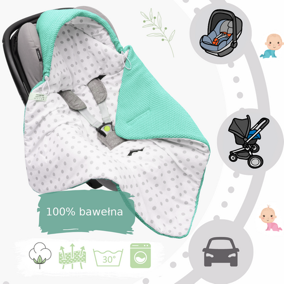 Einschlagdecke Babyschale StrickDecke 100% Baumwolle für Kinderwagen Buggys 1039