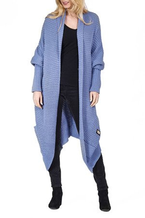 Longstrickjacke mit locker fallendem Kragen