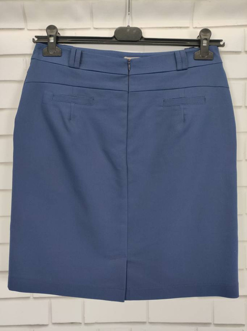 BB klasyczna spódnica na suwak długość do kolana prosta elegancka ołówkowa granatowa (027)