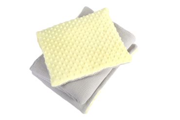 Komplet dziecięcy poduszka 30x30 i kocyk 75x90 MINKY 1002 szary/żółty