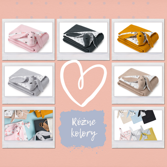 Mikos® GOTS zert. Babydecke 100% Bio Baumwolle Strickdecke Baumwolldecke Warme Babydecke Mädchen Jungen Baby Erstausstattung Für Neugeborene | 2 in 1 Kuscheltier und Kuscheldecke (1041)