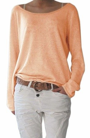 Damen Rundhalsausschnitt Langarm Lose Bluse Strickpulli Hemd Shirt Oversize Sweatshirt in vielen Trend Farben Tops