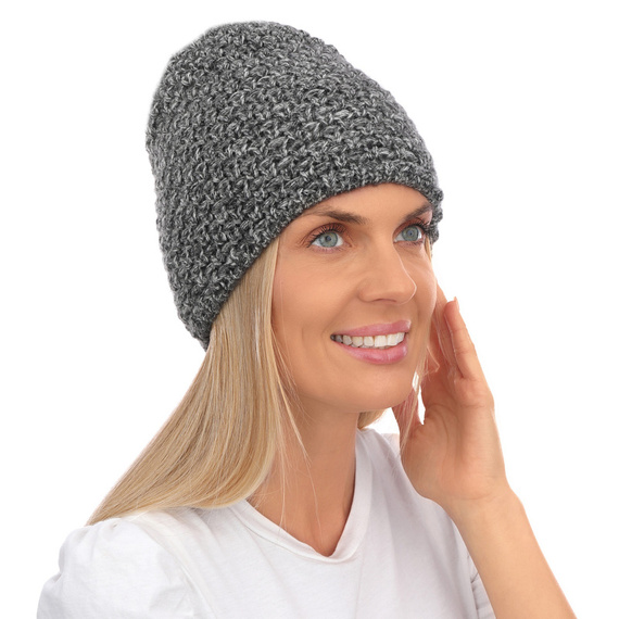 Mikos czapka klasyczna beanie czapka z ociepleniem z polaru na jesień zimę 687 grafit melanż