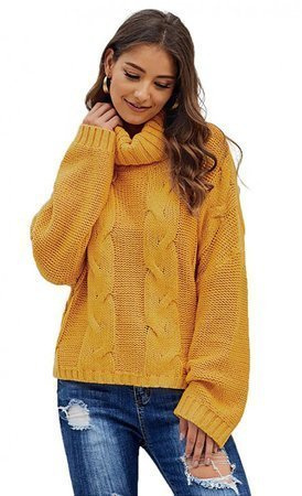 Mikos* Elegant Rollkragenpullover Strickpullover Damen Winterpullover II Oversize Strickpulli II Lässig Sweater (692)