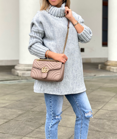 Luźny sweter golf Cocomore szary