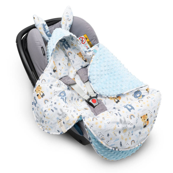 Babydecke MINKY mit Kapuze Einschlagdecke Babyschale Kinderwagen Decke (1037)