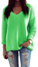 Sweter w serek V 627 - neon zielony