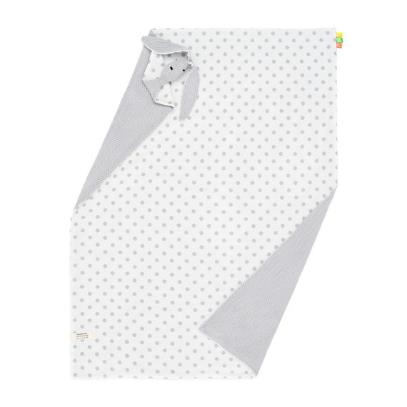 Mikos® GOTS zert. Babydecke 100% Bio Baumwolle Strickdecke Baumwolldecke Warme Babydecke Mädchen Jungen Baby Erstausstattung Für Neugeborene | 2 in 1 Kuscheltier und Kuscheldecke (1041)