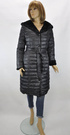 Import Włochy długa pikowana kurtka zimowa damska z kapturem czarna