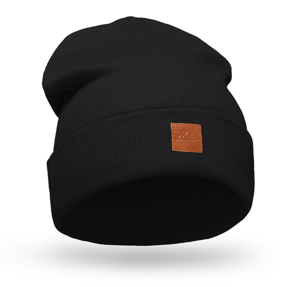 Mikos czapka damska młodzieżowa bawełniana w prążki 704 czarny