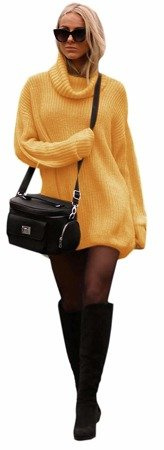 Mikos Damen Strickpullover Sweater Rollkragen Pullover Kuscheliger Jumper Strick Pulli Oversize (648)