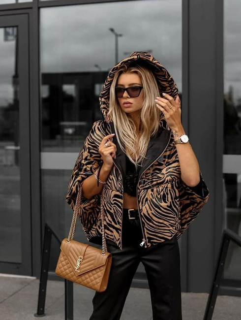 Kamizelka Cocomore bezrękawnik wzór zebra karmel/czarny