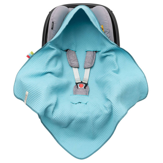 Einschlagdecke aus Waffelstoff für den Sommer 100% Baumwolle Baby Decke für Autositz Kuscheldecke Kinderwagedecke Für Kinderwagen Buggys z.B. Maxi Cosi Rosa Beige 3 Punkt Gurt (1038)