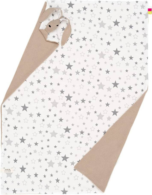 Mikos® GOTS zert. Babydecke 100% Bio Baumwolle Strickdecke Baumwolldecke Warme Babydecke Mädchen Jungen Baby Erstausstattung Für Neugeborene | 2 in 1 Kuscheltier und Kuscheldecke (1042) 