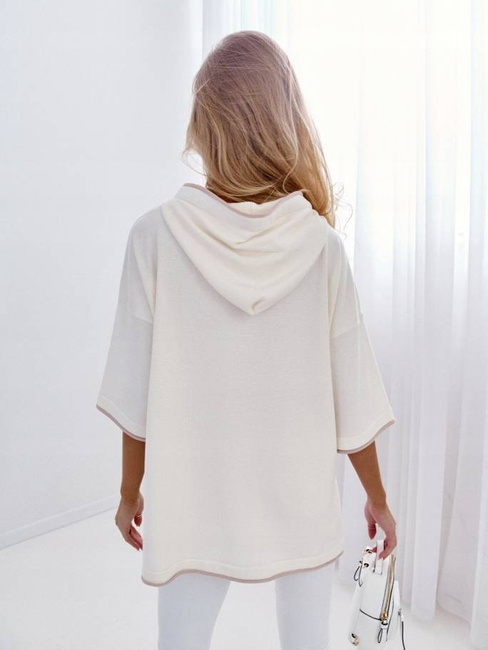 Sweter Cocomore luźna bluza z kapturem i napisami ciao biały