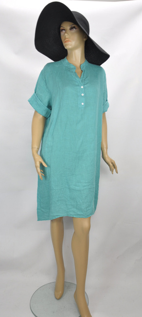 Letnia sukienka lniana turkus