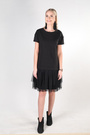 Mikos bawełniana sukienka dresowa z krótkim rękawem i tiulem 379 czarna