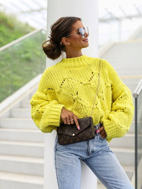 Luźny sweter Cocomore oversize żółty