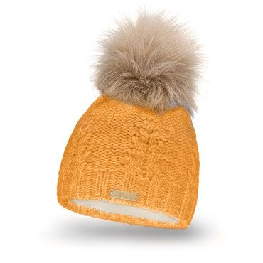 Mikos * Damen Wintermütze Innenfleece | Warme Winter Mütze Strickmütze mit Bommel | Gestrickte Weiche Bommelmütze | Einheitsgröße (688)