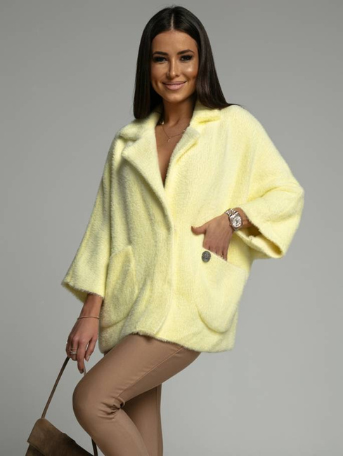 Krótka kurtka Cocomore alpaka rękaw 3/4 żółty