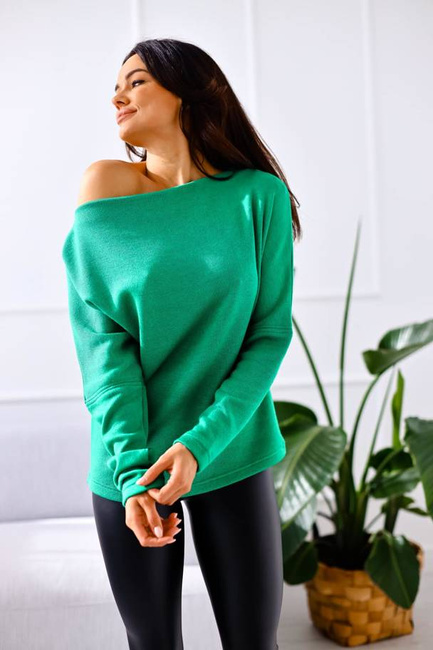 Krótki sweter Me Gusta z długimi rękawami zielony