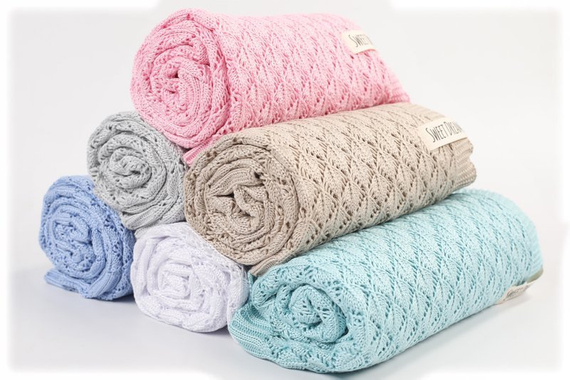 Mikos kocyk bambusowy ażurowy 80X100cm. 1034 szary