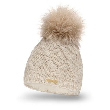 Mikos * Damen Wintermütze Innenfleece | Warme Winter Mütze Strickmütze mit Bommel | Gestrickte Weiche Bommelmütze | Einheitsgröße (682)