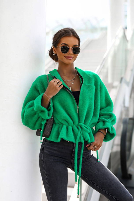 Krótka kurtka Cocomore typu alpaka zielony