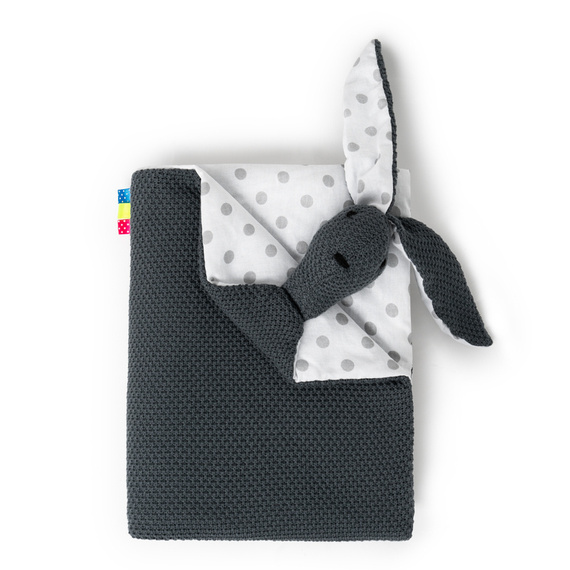 Mikos® GOTS zert. Babydecke 100% Bio Baumwolle Strickdecke Baumwolldecke Warme Babydecke Mädchen Jungen Baby Erstausstattung Für Neugeborene | 2 in 1 Kuscheltier und Kuscheldecke (1041)