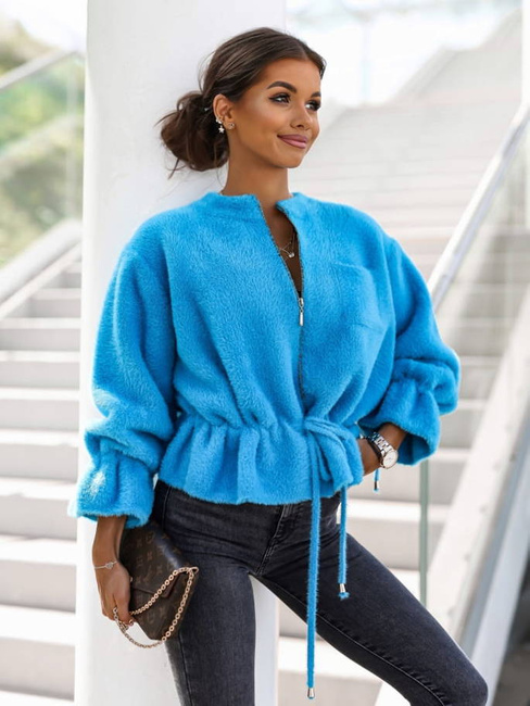 Krótka kurtka Cocomore typu alpaka niebieski