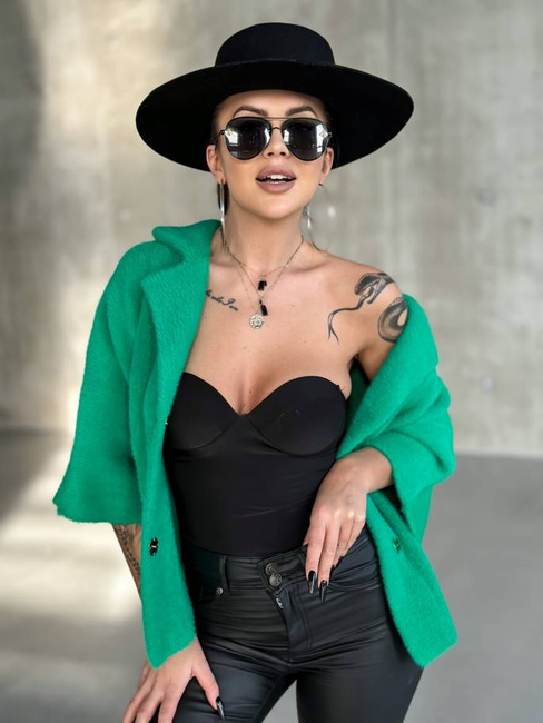 Krótka kurtka Cocomore alpaka rękaw 3/4 zielony