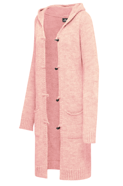 Damen Strick Jacke Mantel Pullover Neu mit Kapuze Beige Grau Warm