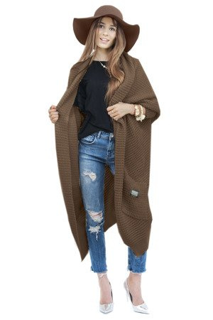 Longstrickjacke mit locker fallendem Kragen