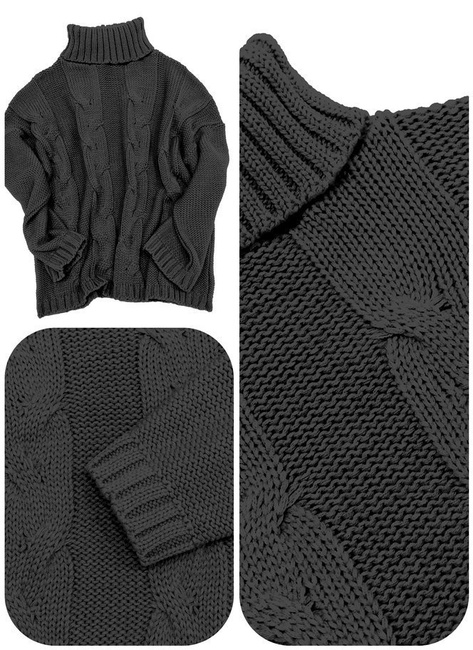 Mikos* Elegant Rollkragenpullover Strickpullover Damen Winterpullover II Oversize Strickpulli II Lässig Sweater (692)