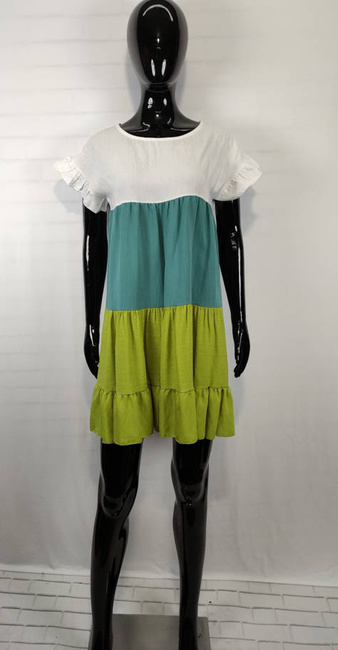 Letnia przewiewna kolorowa sukienka len import Włochy