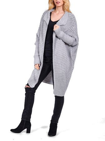 Langer Strick-Cardigan 665 - grau