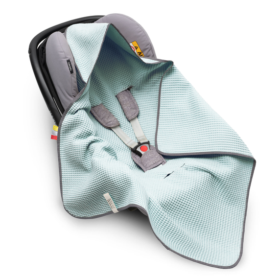 Einschlagdecke aus Waffelstoff für den Sommer 100% Baumwolle Baby Decke für Autositz Kuscheldecke Kinderwagedecke Für Kinderwagen Buggys z.B. Maxi Cosi Rosa Beige 3 Punkt Gurt (1038)